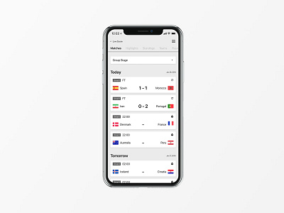 World Cup Database App Pitch Design - Matches app chart data design football ios iphone minimal statistics ui ux worldcup