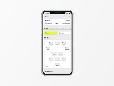 World Cup Database App Pitch Design - Lineups app chart data design football ios iphone minimal statistics ui ux worldcup