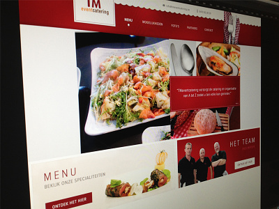Event Catering website flags food fork knife menu red team
