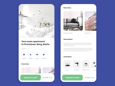 Wunderflats iOS App airbnb book booking clean clean ui interior interior design ios iphone minimalist ui white wunderflats