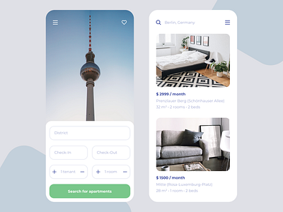 Wunderflats iOS App airbnb apartment apple berlin booking booking app clean filters germany interior rent rounded corners search wunderflats