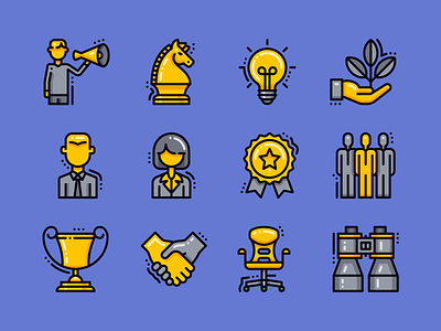 Business Icons - The Robot Family business character icon icons illustration line line art flat modern startup vector