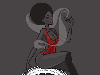 Black Betty Mascot - Detail character coffee design female female character illustration line art flat logo pinup pinup girl red sexy vector