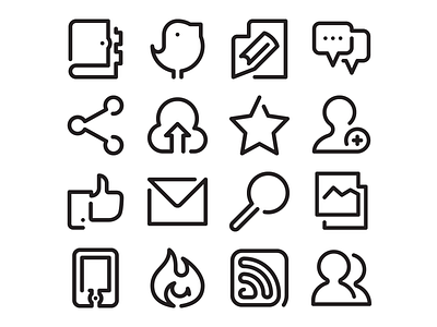 Social Media Icons - Set 1 - One Line Family character flat flat illustration icon icons iphone line line art social media ui vector