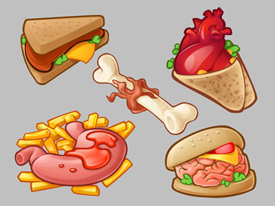 Delicious food for zombies food icon icons illustration vector zombie