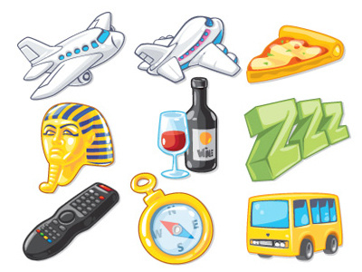 Screach icons airplane bus compass egypt icon icons illustration pizza vector wine