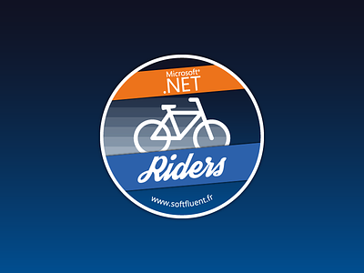 Sticker DotNet Riders badge bike design dotnet flat gradient illustration logo patch softfluent sticker