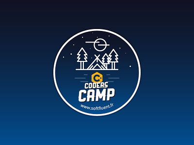 C# Coders Camp badge camp csharp design flat forest gradient illustration logo patch softfluent sticker
