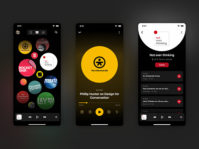 Podcast App audible audio audiobook design grid music player podcast