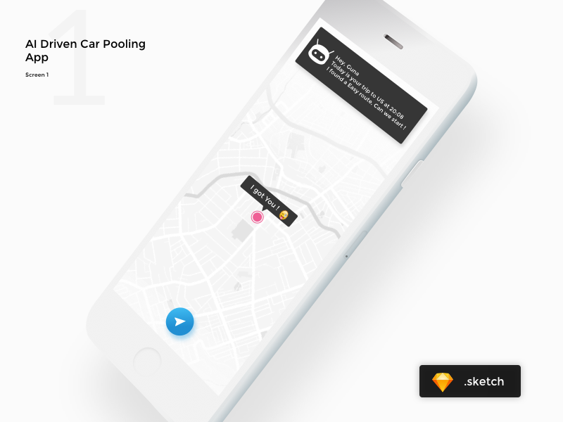 Car Pooling App ( Iphone Mockup Free Download) 