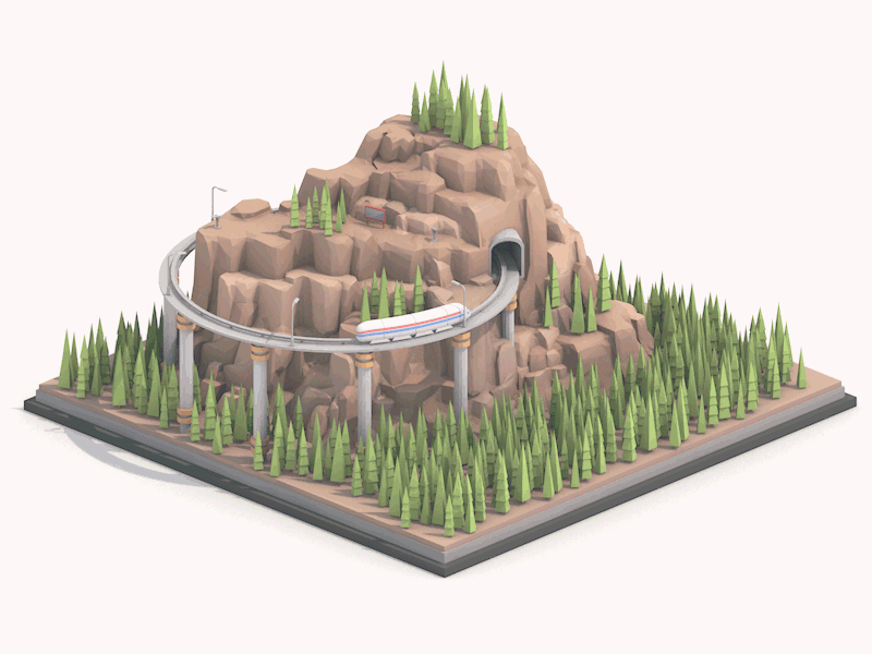 Round in Round 3d c4d cinema4d colors illustration lowpoly render train