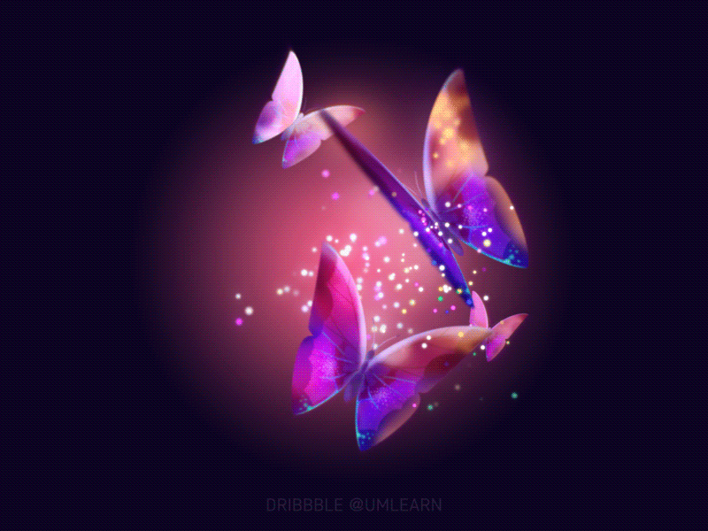 Butterfly 3d animation butterfly dreaming fly glow loop particles