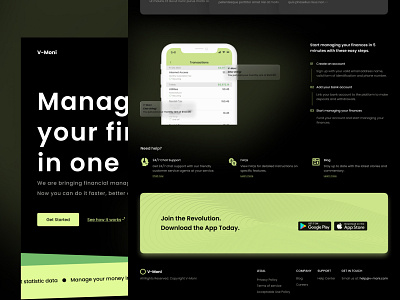 V-Moni app design homepage product design ui ux website design