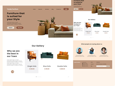 Furniture store landing page app branding design ui ux