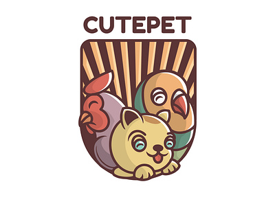 CUTE MIAOW AND FRIEND LOGO ILLUSTRATION