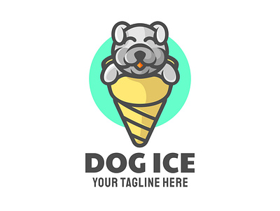 DOG ICE CREAM LOGO ILLUSTRATION animal branding cartoon cute design dog graphic design ice icon identity illustration logo mascot vector