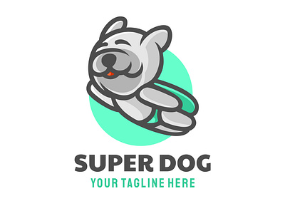 Cute Super Dog Logo Illustration adorable dog fly super