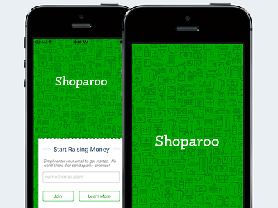 Shoparoo iOS Onboard Flow flow ios login login screen mobile mobile login onboard pattern splash splash screen