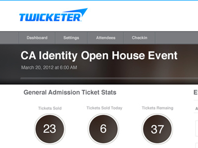 Twicketer Left Headerbar WIP clean dashboard milwaukee mobile navbar ticketing twicketer ui ui design web application