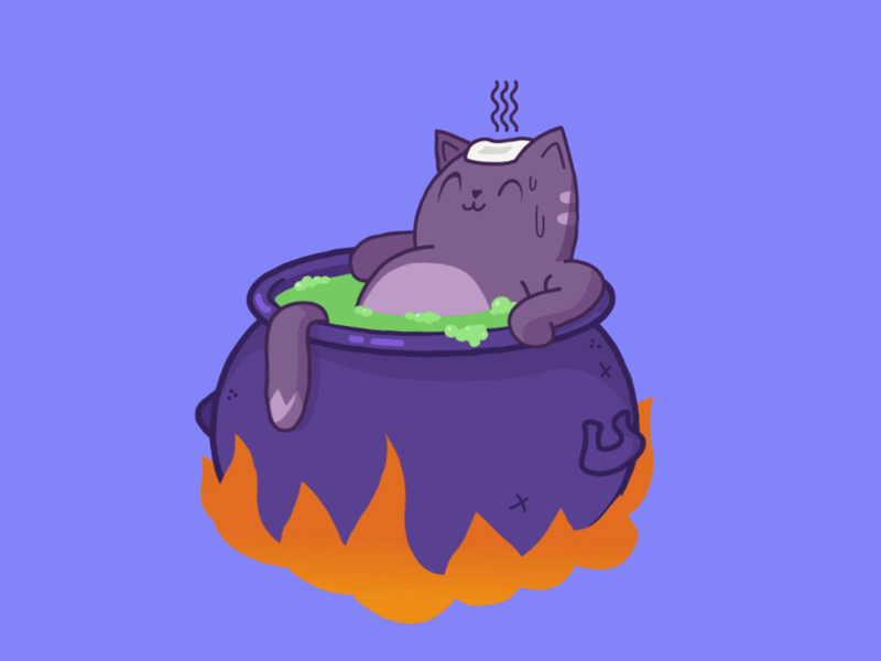 Hot Tubbin' 2d after effects animation halloween illustration kitty loop spooky spoopy sticker