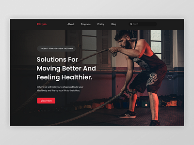 FitGym. - Fitness Landing Page💪 crossfit exercise fitness fitness app gym personal trainer saikat211 training workout