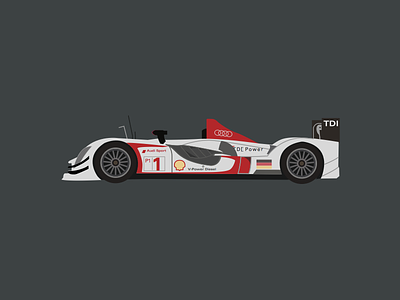 Audi R8 Le Mans Prototype audi audi r8 auto car cars flat illustration le mans racing sketch
