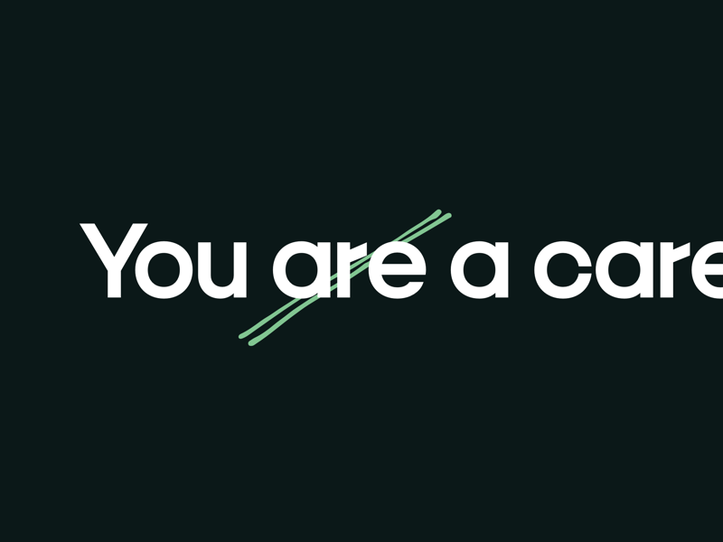 You Are a Care handmade production type dr typography web design dark ui