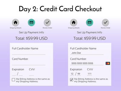 Daily UI Day 2 - Credit Card Checkout design ui ux