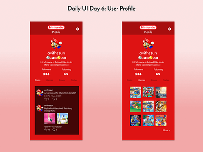 Daily UI Days 6 & 7: User Profile & User Setting app design ui ux