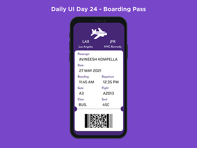 Daily UI Day 24 - Boarding Pass app design ui ux