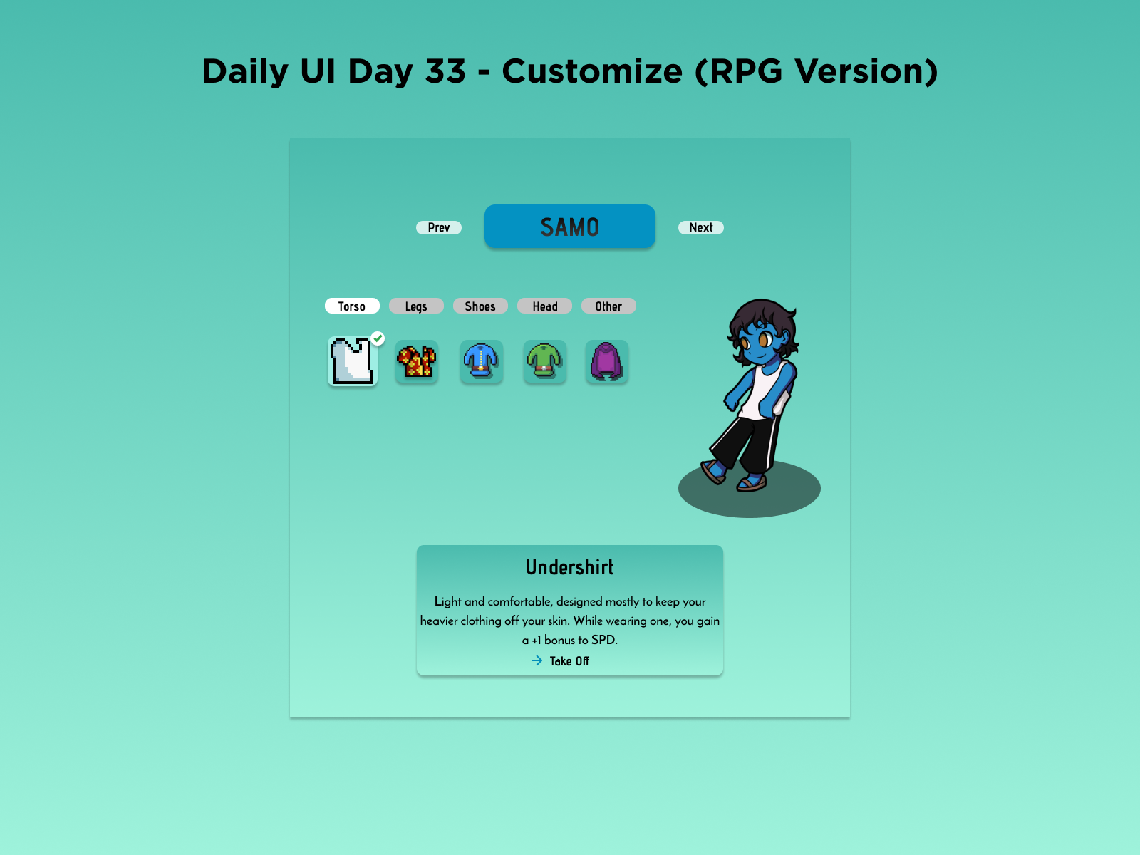 Daily UI Day 33 - Customize (RPG Version) by Avineesh Kompella on Dribbble