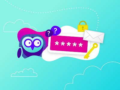 Forgot your password? email illustration microinteraction owl password vector