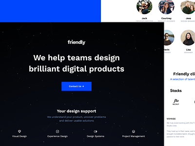 Friendly agency product design team ui visual design webdesign