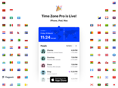 Time Zone Pro is Live! app app store apple clock contacts flags ios iphone mac macos time zone ui uiux world
