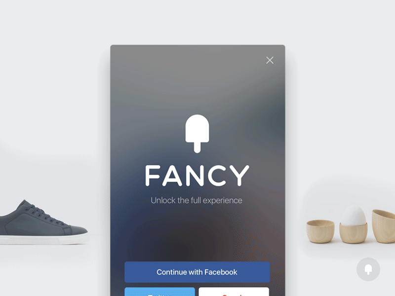 Join Fancy after effects create account design egg form ios join shoe sign in ui