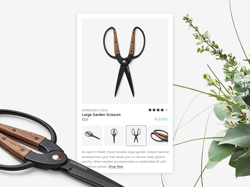 Product Overlay detail product store shop commerce hover popup overlay ui design scissors