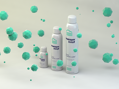 Amazon Mist 3d bottles branding green logo spray white