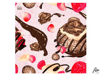 Rich Chocolate Pancakes in Pancakes on the Rocks Sydney Pattern digital ink food art illustration ink art