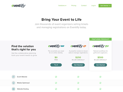 Eventlify Redesign Project - Pricing Page colorful design