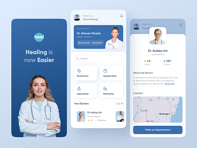 Medical Appointment Booking App UI app appointment blue booking clean doctor light medical mobile mobile app mobile ui responsive simple simple ui ui white