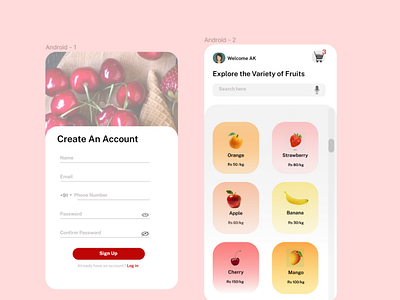 Online Fruit Store app design figma ui