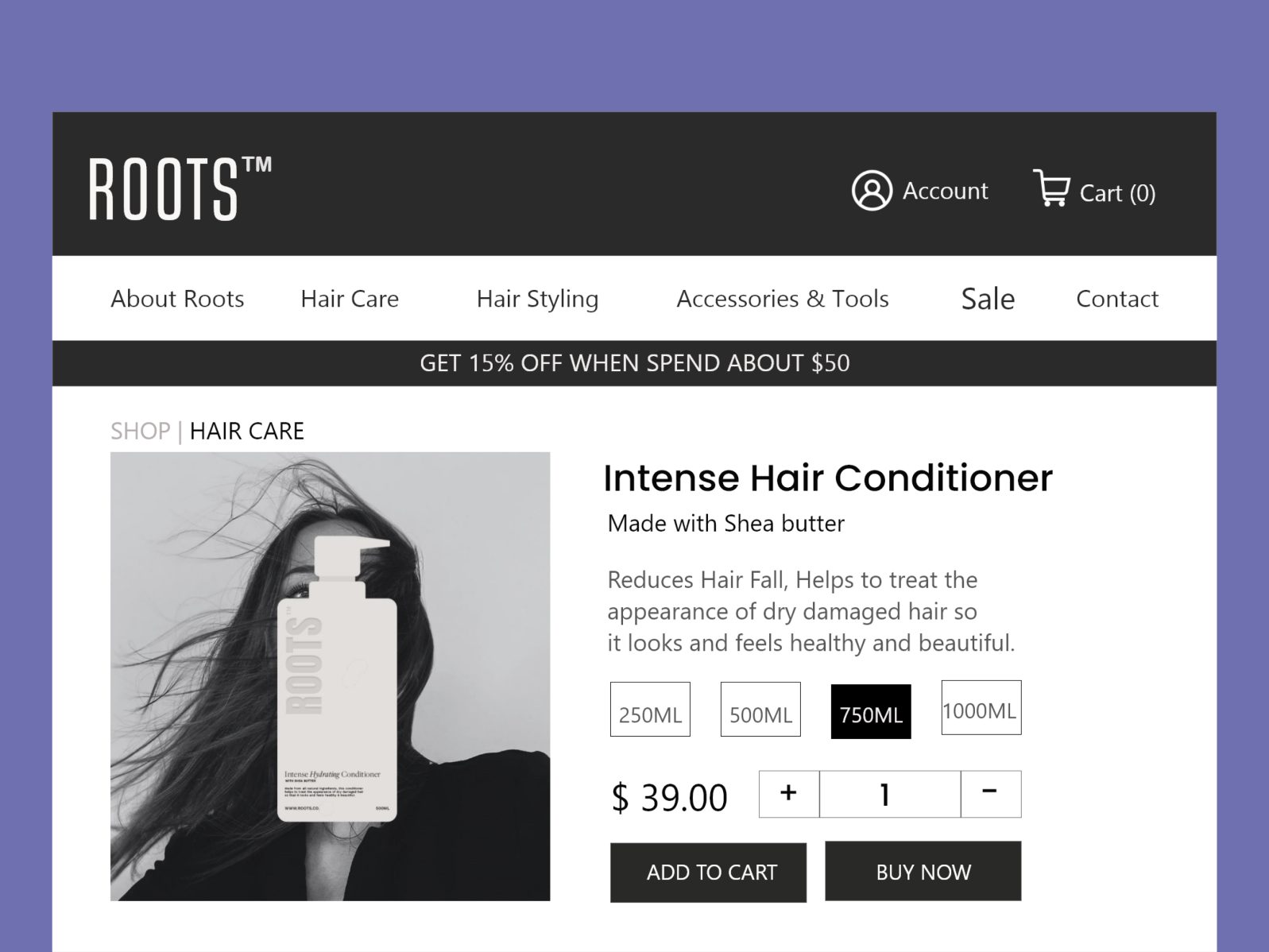 ROOTS Hair Products site Design. by Yadhu on Dribbble