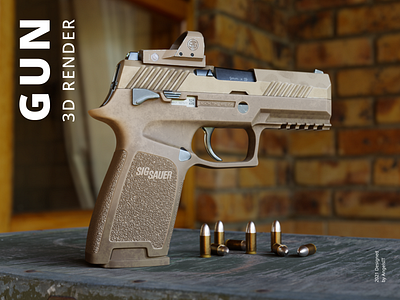 Gun render 3d blender cinema4d gun modeling pistol render weapon