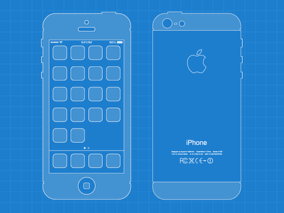 iPhone 5 Blueprint 5 blue iphone print template