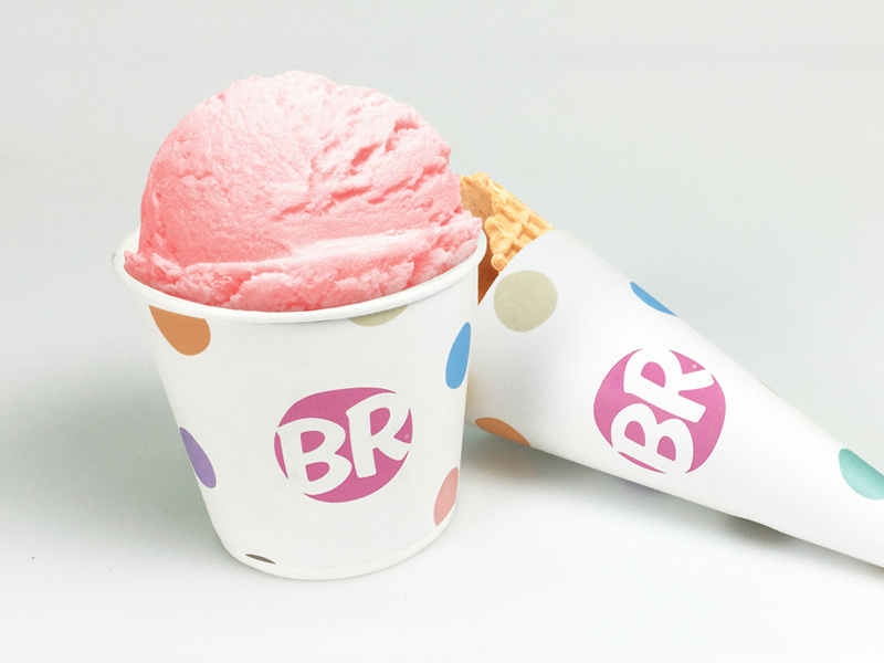 Baskin Robbins Re-Brand WIP dot polka dots mockup cream ice icon monogram logo branding