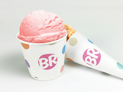 Baskin Robbins Re-Brand WIP branding cream dot dots ice icon logo mockup monogram polka