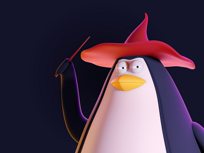 Wizard Penguin 3d b3d blender character design illustration render
