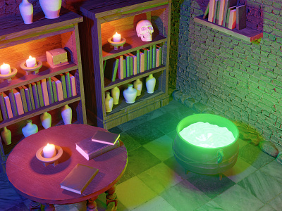 Wizard's dungeon 3d b3d blender blender3d design environment illustration render