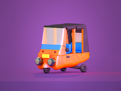 Indonesia Bajaj (Auto Rickshaw) 3d character modelling low poly