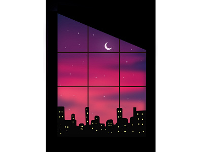 Beautiful Evening 🌆 aesthetics art background building city digilat evening graphic design illustration lofi motion graphics sky ui wallpaper window